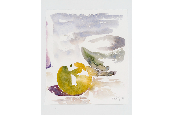 Grey Orange, Watercolour on Ripple, 6.5x7.5 in.